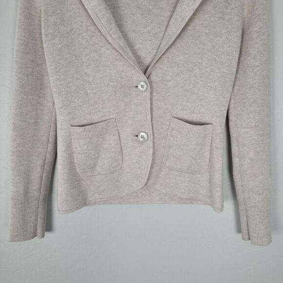 J. Crew XXS Schoolboy Sweater Blazer Merino Wool Cotton Cardigan Cream Beige - Picture 3 of 11